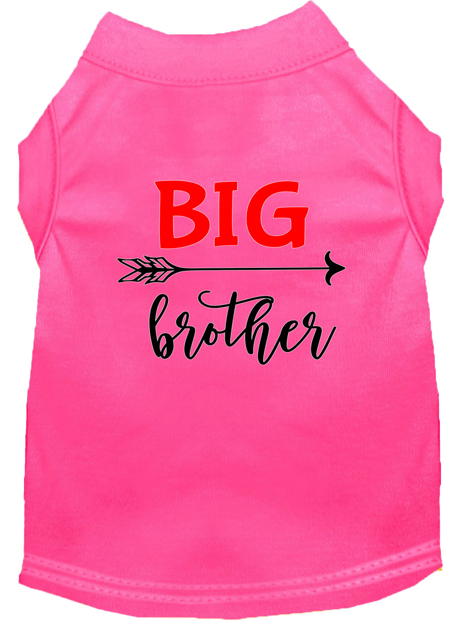 Big Brother Screen Print Dog Shirt Bright Pink Lg